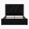 Merax Modern Velvet Upholstered LED Bed Frame with Wingback Headboard & Storage Drawers - 4 of 4