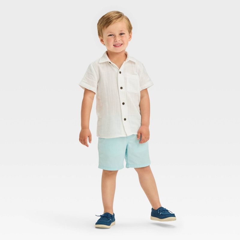 Toddler Boys' Short Sleeve Textured 'Button-Up' Shirt - Cat & Jack™, 3 of 6