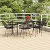 vidaXL Garden Dining Set Black Steel, Tempered Glass, Polyethylene Medium - Black 63" x 31.5" x 29.1" 6 - 2 of 4