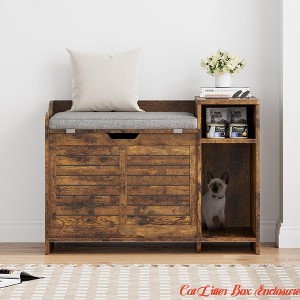 PrecisionAuto Discreet Extra Large Cat Litter Box Enclosure Stylish Wood End Table w/Top Door, Storage Shelf, Mat & Cushion | Dog Proof - 1 of 4