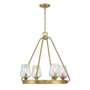 Savoy House Carlton 4 - Light Chandelier in  Warm Brass - 1 of 4