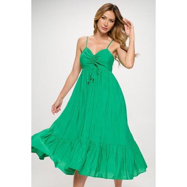 green emerald velvet dress Sunny Spritzer Tiered Midi Dress in Kelly Green Curves XL / Kelly-Green