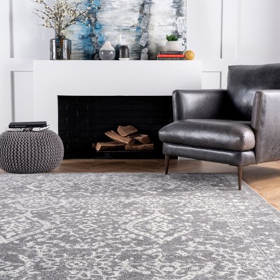 Odell Silver Rectangular Synthetic Vintage Area Rug