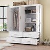 FUFU&GAGA Pure White Large Space Wardrobe 4 Doors 4 Drawers Line Patterns - 4 of 4