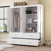 FUFU&GAGA Pure White Large Space Wardrobe 4 Doors 4 Drawers Line Patterns - image 4 of 4