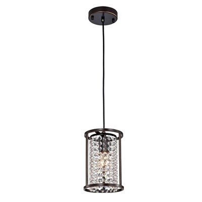 5.91" x 5.91" x 49.03" 6-Light Chalte Pendant Black - Warehouse Of Tiffany: ETL Listed, Crystal Shade, Metal Body