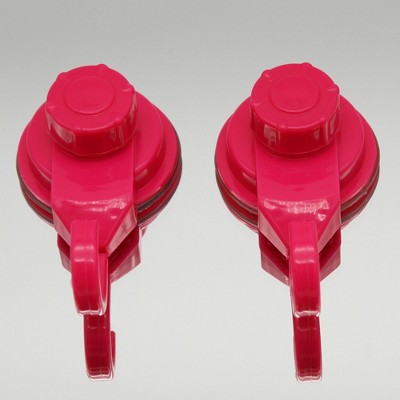 Pink Plastic and Metal Suction Cup Wall Hooks Set of 2