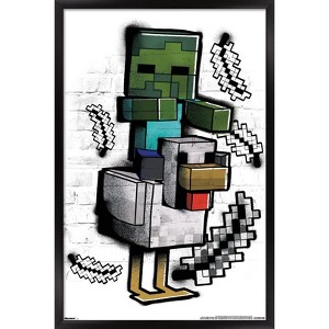 Trends International Minecraft: Metro Art - Chicken Jockey Framed Wall Poster Prints - 1 of 4