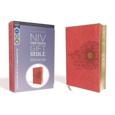 Niv, Premium Gift Bible, Youth Edition, Leathersoft, Coral, Red Letter Edition, Comfort Print - by  Zondervan (Leather Bound)