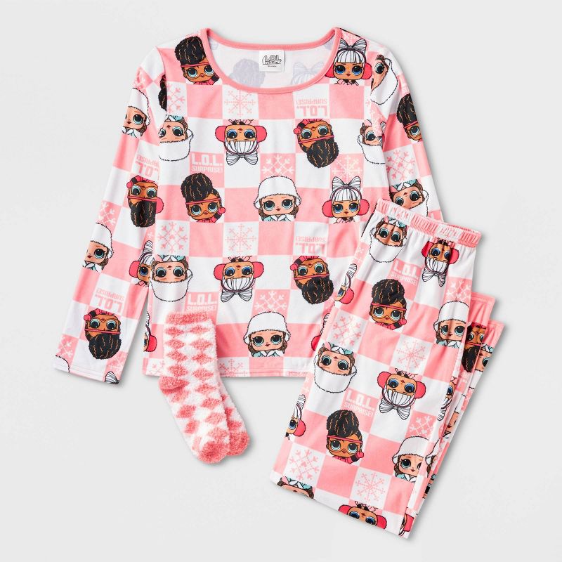 Girls' L.O.L. Surprise! 2pc Pajama Set with Socks - Pink, 1 of 5