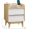 MaseiKar Nightstand, End Table with Charging Station, Farmhouse-Style Side Table with 2 AC Outlets and 2 USB Ports, for Bedroom, Living Room, White - 4 of 4