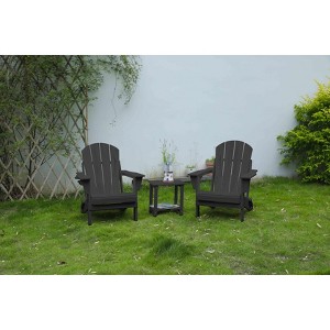 VYNXARIA Folding Adirondack Chair with Side Table, 3-Piece Adirondack Chair Set with Wood Texture, Gray(includes 2 Chairs and 1 Table) - 1 of 4