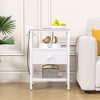 VECELO Nightstand with Charging Station, End Table with Fabric Drawer for Bedroom or Living Room, 2 USB Ports & AC Outlets, Brown/Black/White - 4 of 4