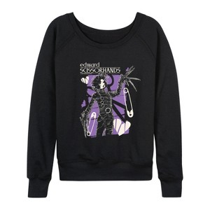 Women's - Edward Scissorhands - ES Zine Lightweight French Terry Wide Neck Long Sleeve Graphic Shirt - 1 of 4