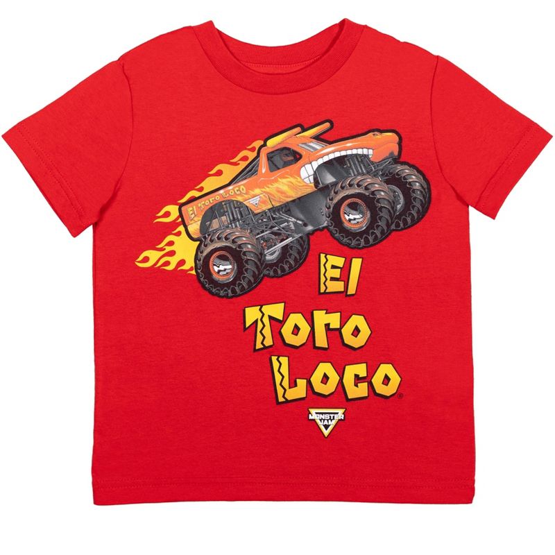 Monster Jam El Toro Loco Grave Digger Megalodon 4 Pack Graphic T-Shirts Navy/Gray/Charcoal/Red , 2 of 10