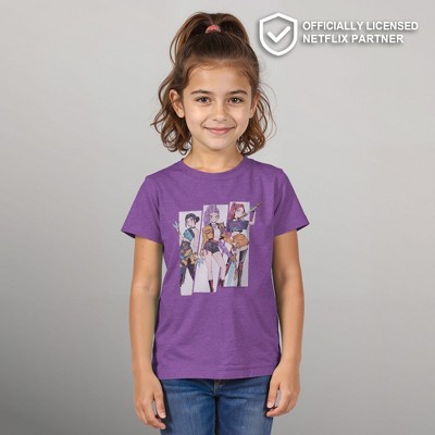 KPop Demon Hunters Girls' KPop Demon Hunters HUNTR/X Manhwa Comic Group Shot T Shirt - Purple Berry - Medium — фото 2