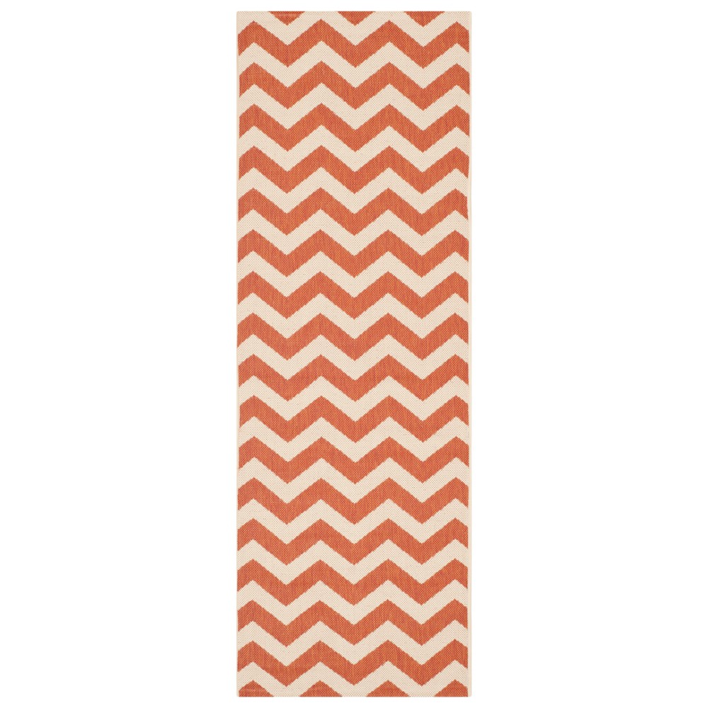 2'3inX10' Rectangle Darcy Outdoor Patio Rug Terracotta/Beige - Safavieh