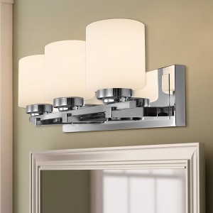 DORESshop 22 in. 3-Light Chrome Bathroom Vanity Light with Milk White Glass Shades for Mirror - 1 of 4