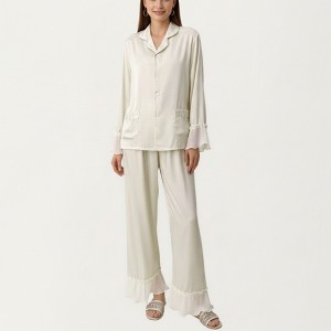 Anna-Kaci Lounge Women's 3-Piece Pajama Set with Button Front Top Relaxed Pants and Matching Adjustable Strap Sleep Cami - 1 of 4