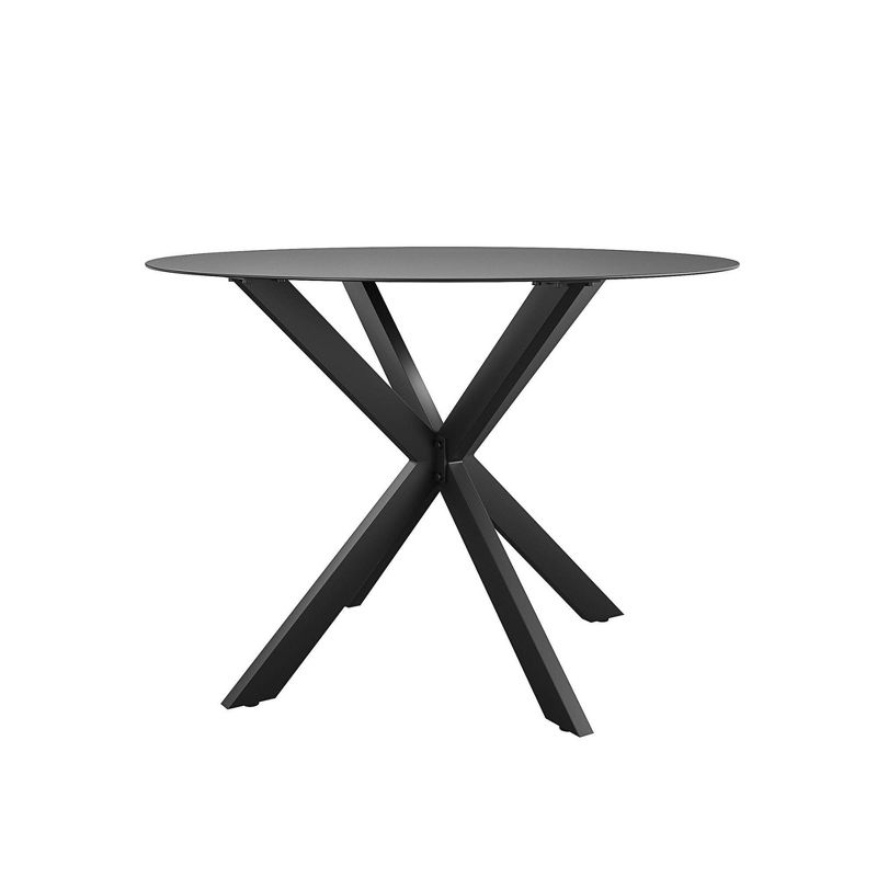 Circi Collection Round Dining Table with Glass Top - Black and Charcoal - CosmoLiving by Cosmoplitan, 3 of 11
