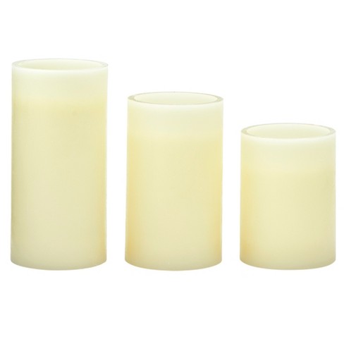 3pc Vanilla Scented Remote Controlled Led Pillar Candle Set Cream Made By Design Target