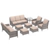 Sonkuki 9 Pieces Patio Sofa with Ottomans Set, All-Weather PE Rattan Wicker, Patio Conversation Couch with Cushion, Sand - 2 of 4