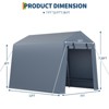7x12FT Outdoor Storage Shed,Portable Carport with Roll-up Zipper Door and Windows,Waterproof,Storage Sheds for Motorcycle,Firewood,Garden Tools - 2 of 4