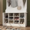 Famapy White Wood 3-in-1 Hall Tree Bench with Double Hooks and Shelves - 4 of 4