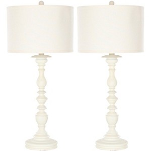 Mamie White Candlestick Lamp (Set of 2) - 32.5 Inch Height - LIT4058 - Creme - Safavieh - 1 of 4