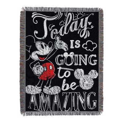 Disney's Mickey Mouse, "Amazing Day" Woven Tapestry Throw Blanket, 48" x 60", Multi Color