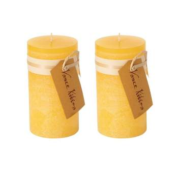 Pale Yellow Pillar Candles - Set of 2