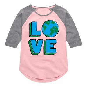 Girls' - Instant Message - Earth Day Shirt Tail Raglan Graphic T-shirt - 1 of 4