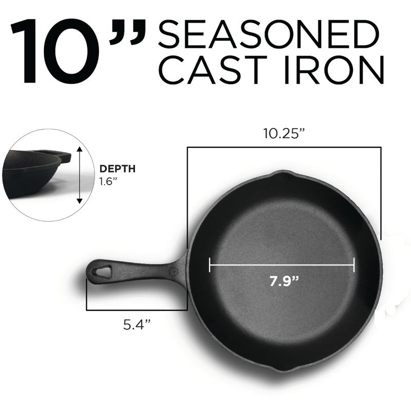 COMMERCIAL CHEF Pre-Seasoned Cast Iron Skillet, 3 of 7