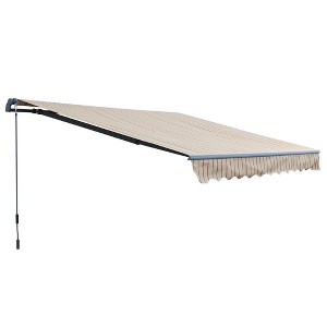 Aoodor 12'x  8' x 5' Retractable Window Awning Sunshade Shelter,Polyester Fabric,with Retractable Brackets and Three Wall Bases - 1 of 4