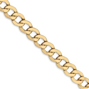 Black Bow Jewelry Men's 7mm 14k Yellow Gold Hollow Curb Link Chain Necklace - 1 of 4