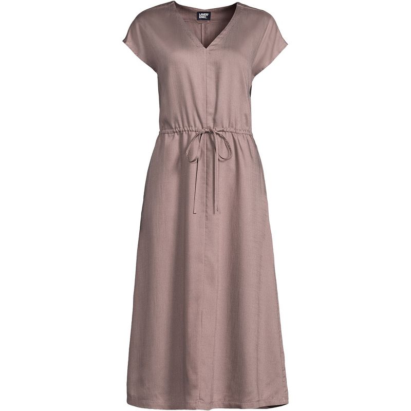 Lands' End Women's V-Neck Midi Dress made with TENCEL Fibers, 3 of 5