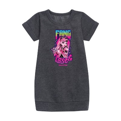 - Mattel - Draculaura Is Fangtastic Graphic Short Sleeve Fleece Dress