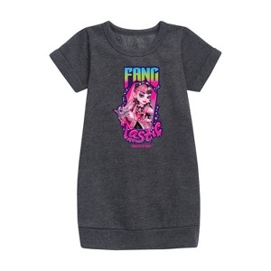 - Mattel - Draculaura Is Fangtastic Graphic Short Sleeve Fleece Dress - 1 of 2
