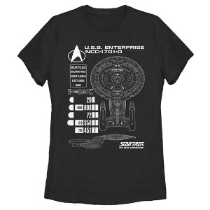 Women's Star Trek: The Next Generation Enterprise Galaxy Class NCC-1701-D Schematics T-Shirt - 1 of 4