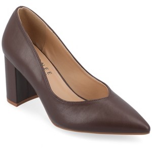 Journee Collection Women's Simonne SuperNatural Shades Block Heel Pointed Toe Pumps - 1 of 4