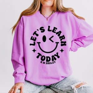 Simply Sage Market S.W.Smiley Let's Learn Today Circle Lightweight Garment Dyed Sweatshirt - 1 of 4