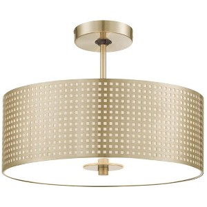 George Kovacs Lighting Grid 3 - Light Semi-Flush Mount in  Soft Rass - 1 of 1