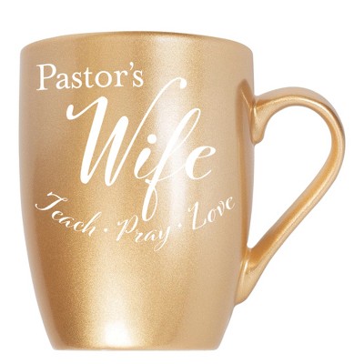 Elanze Designs Pastors Wife Teach Pray Love Vegas Gold 10 ounce New Bone China Coffee Cup Mug