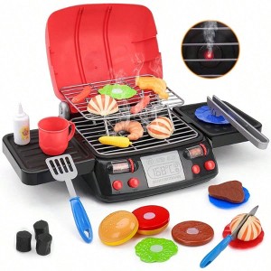 Play Food Grill with Smoke Sound Light, Kitchen Playset BBQ Accessories , Birthday Toy Idea - 1 of 4