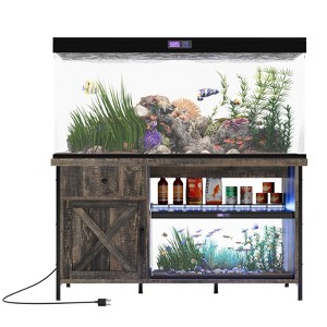 75 Gallon Aquarium Stand, Fish Tank Stand with Power Outlets & LED Light - Heavy Duty ReptileTank Stand With Storage Cabinet, Drawer & Shelf - 1 of 4