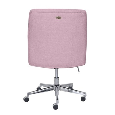 Lilac Fabric Memory Foam Swivel Home Office Chair with Fixed Arms