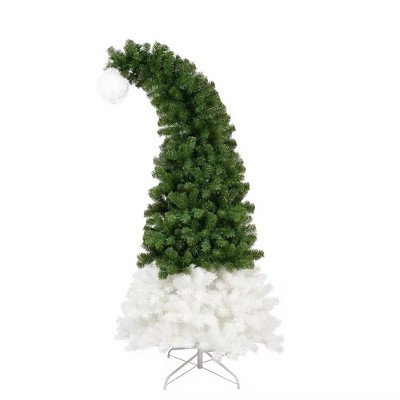 6ft Hinged Artificial Fir Christmas Tree, Bendable Santa Hat Style With ...