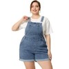 Agnes Orinda Women's Plus Size Adjustable Strap Pocket Roll Hem Denim Overall Jean Shorts - 3 of 4