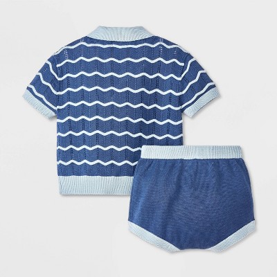 Cat & Jack - Brandclub - Baby Wave Sweater Top & Bottom Set
