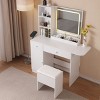 NicBex Vanity Desk with Mirror Dressing Table with Power Outlet, Drawers, Large Storage Cabinet, Makeup Table with Cushioned Stool for Bedroom - 3 of 4
